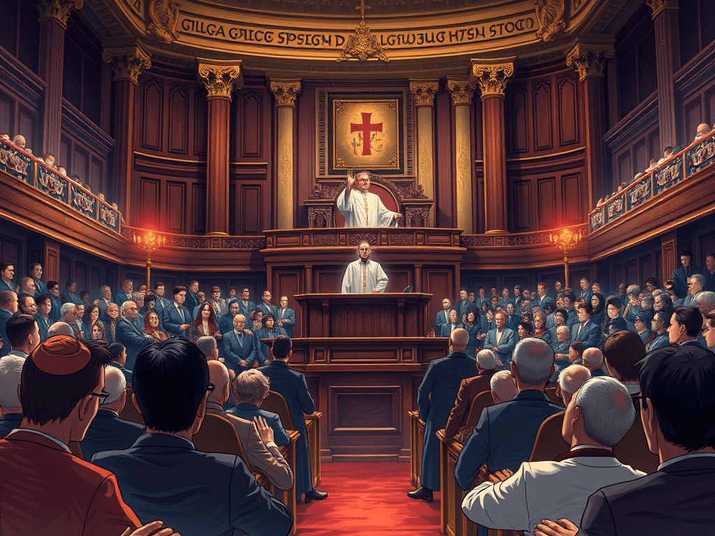 Das österreichische Parlament im Schatten der Kirche