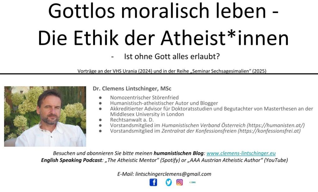 Veröffentlichung der Folien zum Vortrag „Ist ohne Gott alles erlaubt? – Ein Kurzüberblick über atheistische Ethik“